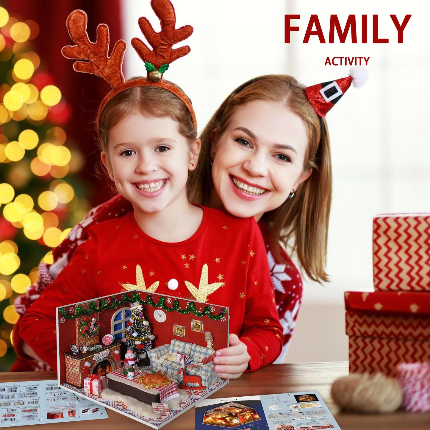 Flever Dollhouse Miniature Diy House Kit Creative Room With Furniture And Glass Cover For Romantic Artwork Gift(Christmas Eve)