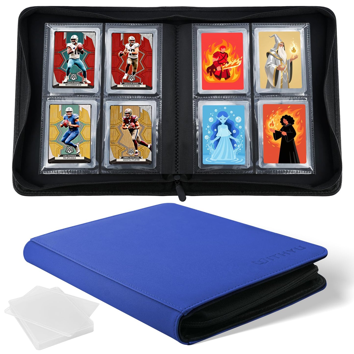 Top Loader Binder  WITHYU 4 Pocket Trading Card Binder for 3x4 Rigid Cards  160 Pockets Card Album with 8 Toploaders  Cards Storage Organizer for Sports  TCG  MTG (Deep Blue)