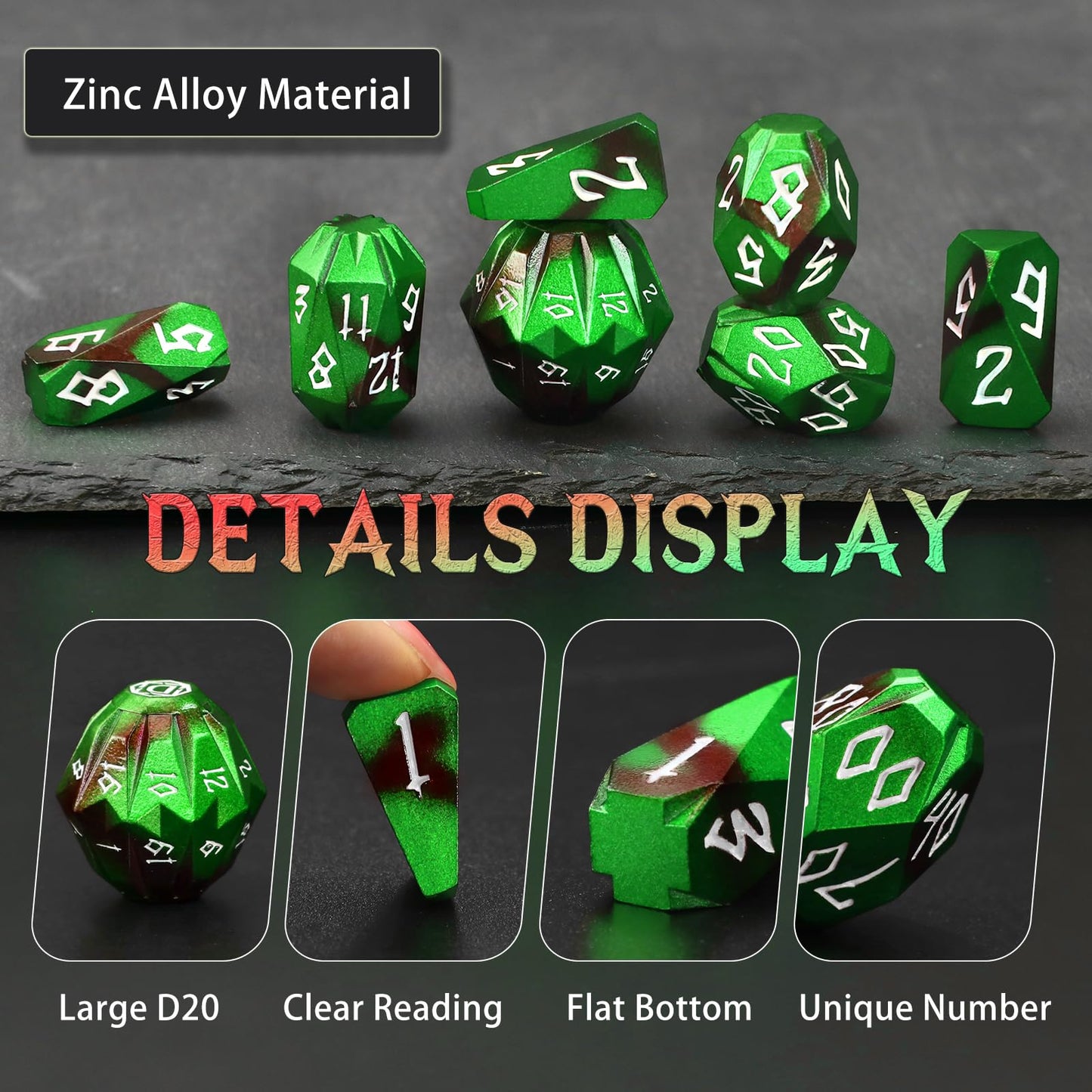 Fonvgogo Metal Dnd Dice For Dungeons And Dragon, Metal Dice Set D&D With Cardboard Box Unique Cool Stonehenge Rpg Polyhedral Dic
