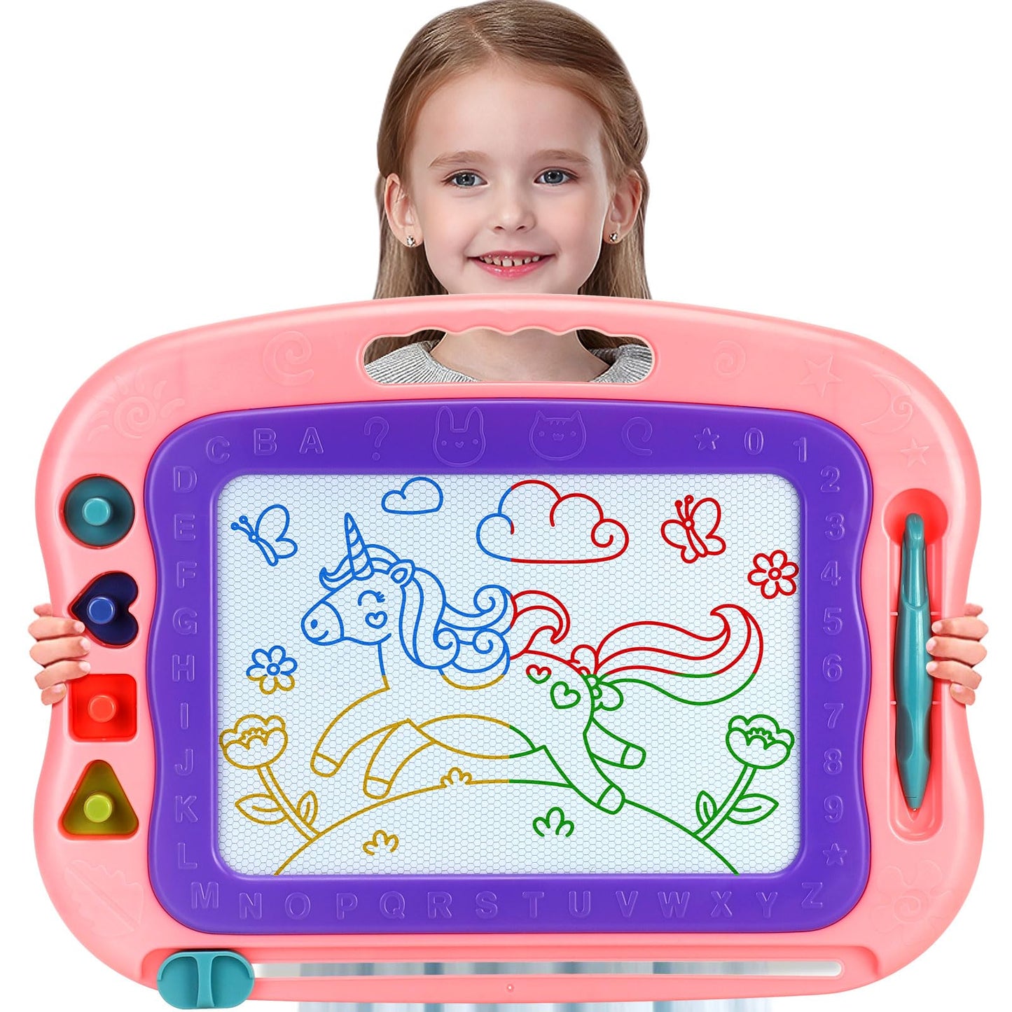 Wellchild Magnetic Drawing Board - Large Plastic Doodle Pad for Kids, A-purple, Ideal Toddler Toy for 3-Year-Olds, Perfect Gift for Any Occasion