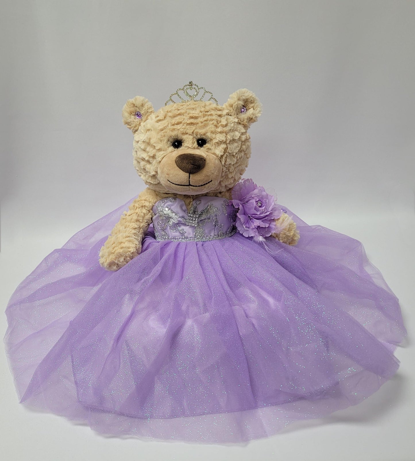 KINNEX COLLECTIONS SINCE 1997 20" Quinceanera Last Doll Teddy Bear, Lavender, Model B16632-5, Polyester Dress Centerpiece