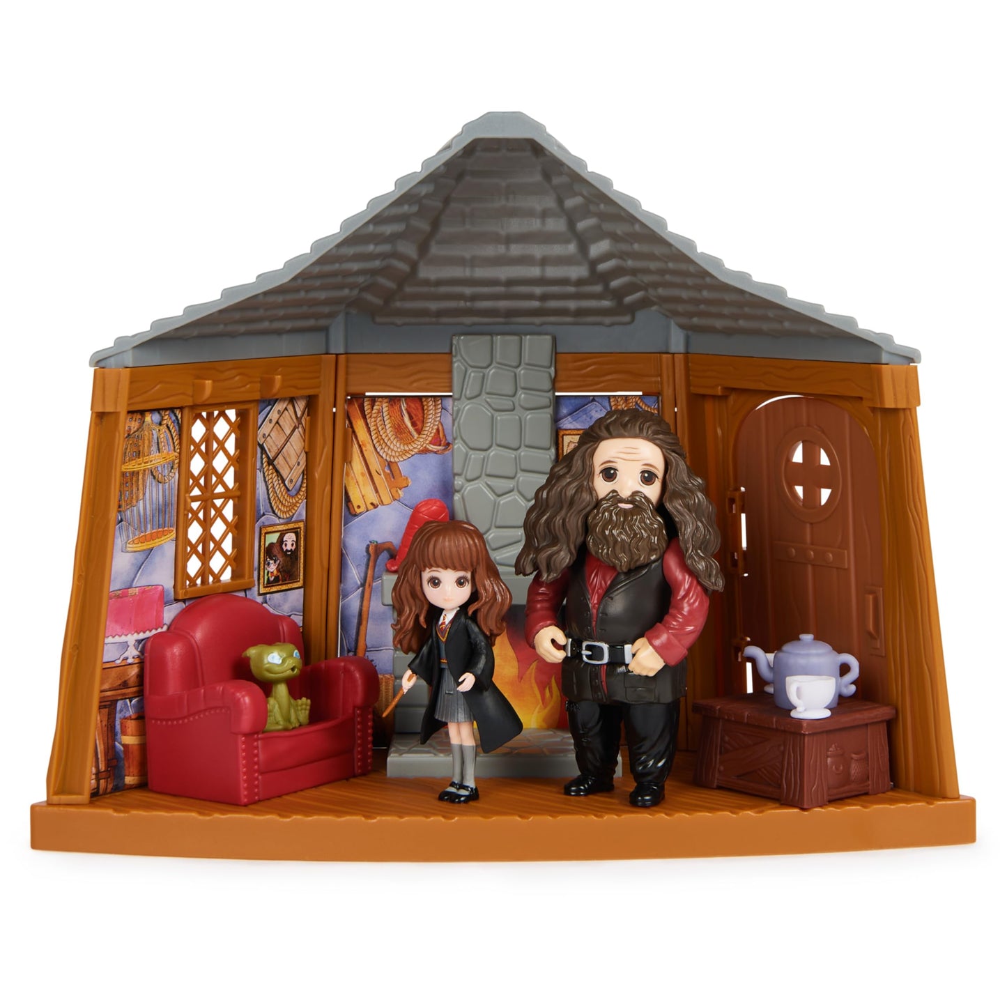 Wizarding World Magical Minis Hagrid’s Hut Playset with 2 Figures & 9 Accessories, Plastic, Model 6068010, for Kids Ages 6+