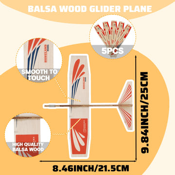 Set Of 5 Balsa Wood Airplane Gliders For Kids,Balsa Wood Flying Model Airplane Kits Plane Party Favors,Balsa Flying Toys Airplan