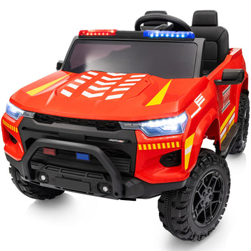 Outfunny 12V Electric Police Car For Kids, 2 Seater Ride On Toy Car For Kids Aged 4-8 With Remote Control, Bluetooth - Red