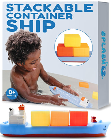 Splashez Boat Bath Toy For Kids | Mold Free Floating Toddler Bath Toys With No Hole For Water | Boat Ship Containers Ideal Size