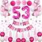 Sweet 53Rd Birthday Decorations For Women, Pink And White 53 Happy Birthday Balloons,53Rd Birthday Party Supplies Including Pink