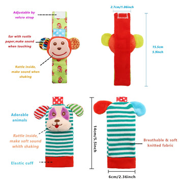 Bloobloomax Wrist Rattles Foot Finder Rattle Sock Baby Toy,Rattle Toy,Arm Hand Bracelet Rattle,Feet Leg Ankle Socks,Activity Rattle Present Gift For Newborn Infant Babies Boy Girl Bebe (5Pcs-E)