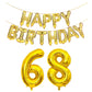 SHUNTAI 68th Birthday Decorations - Gold Jumbo 68 Number Balloons, 16-40 inch, Aluminum Foil with Happy Birthday Banner, Model SHUNTAI-N68