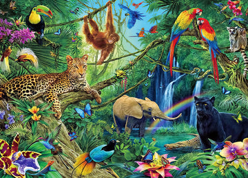 Beduke Jigsaw Puzzles For Adults 1000 Piece - Every Piece Is Unique - Precise Interlocking Tropical Forest Animals Thick Sturdy Cardboard Family Game Puzzle Age 14+