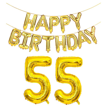 Shuntai 55Th Birthday Decorations For Men Women 55 Number Balloons Gold Jumbo Numbers 55 Foil Mylar Balloons With Gold Letter Ha