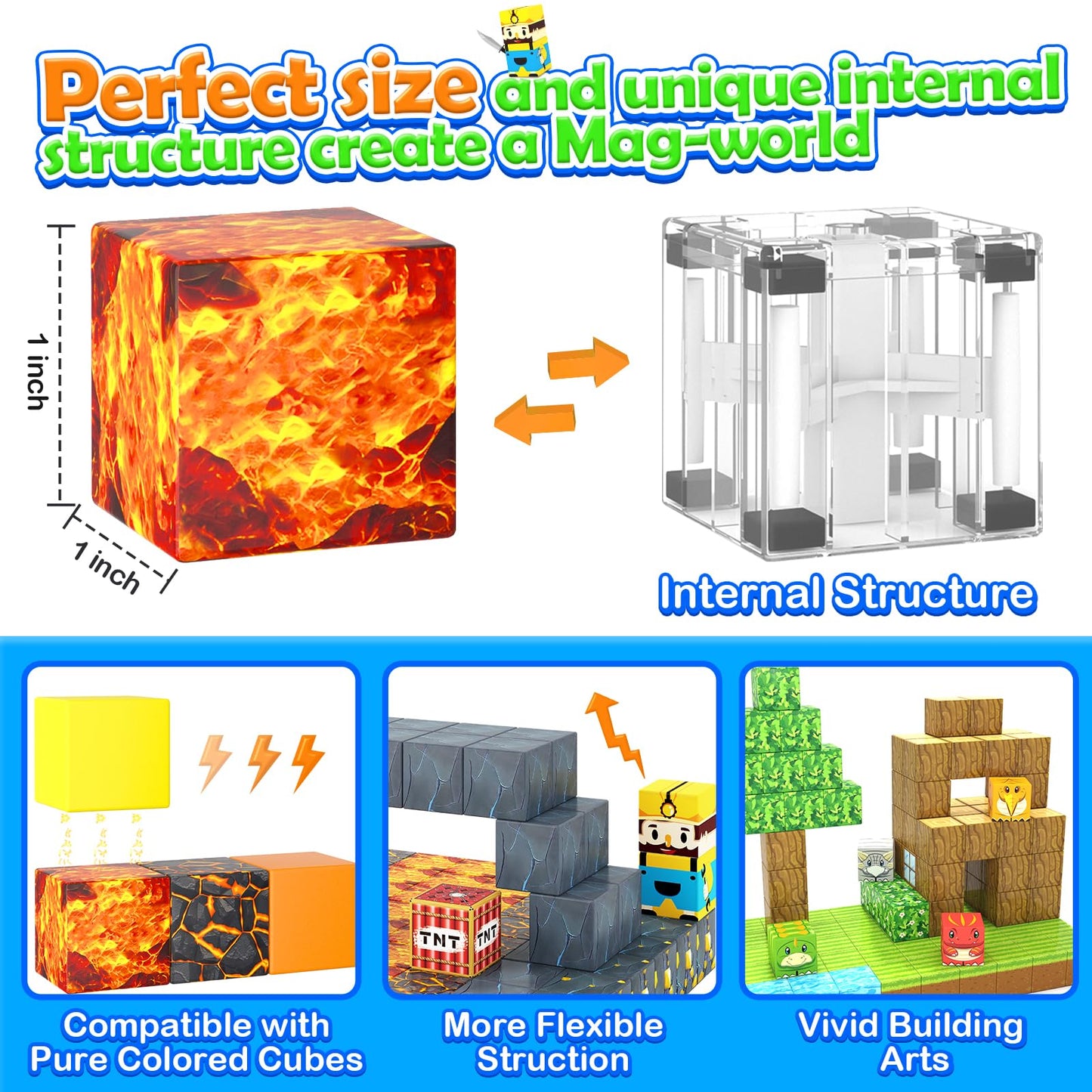 154PCS Dinosaur Toys Magnetic Blocks-Build Mine Magnet World Forest Mine Edition  Dino Adventure Magnetic Building Sensory STEM Kids Toys for Boys Age 3+ Magnet Games for Boys Girls 3-5 4-6 5-7 6-8