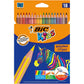 Bic Kids Evolution Stripes Colouring Pencils - Assorted Colours, Pack of 18