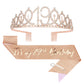 CIEHER 19th Birthday Crown and Sash for Girls, It s My 19 Bday Sash, 19th Birthday Decorations Rose Gold