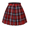Women`S School Uniform Flared Slim Plaid Pleated Skirts(Xl,Red Blue)