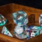 HDdais DND Dice Set, 7PCS Polyhedral Dice Set Filled with Red Foil for Dungeons and Dragons, Blue Iridecent Swirls D&D Dice for
