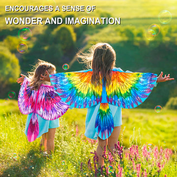 Irolewin Bird-Wings-Costume For Kids And Headband, Eagle-Parrot Dress-Up-Wings For Girls Boys Halloween-Party Favors (Red Yellow Orange)