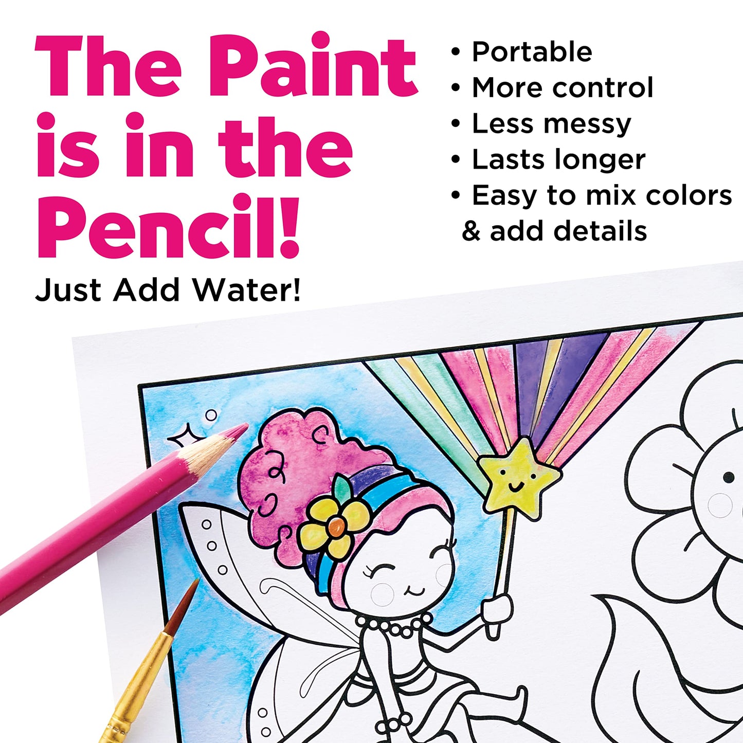 Faber-Castell Paint by Number Fairy Friends Pets - Kids Watercolor Fairies Toys for Ages 6-8+