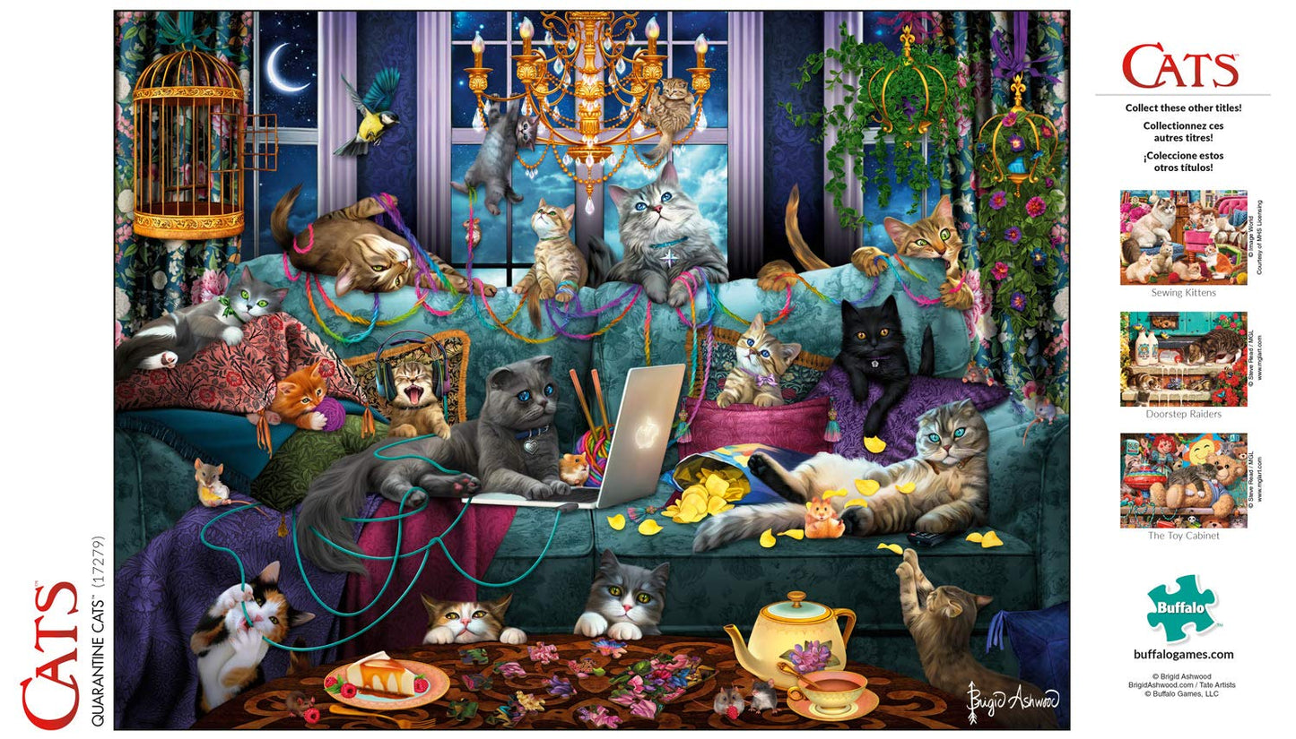 Buffalo Games - Brigid Ashwood - Quarantine Cats - 750 Piece Jigsaw Puzzle For Adults -Challenging Puzzle Perfect For Game Nights - Finished Size Is 24.00 X 18.00