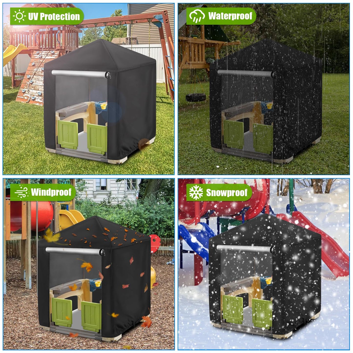 Andacar Outdoor Playhouse Cover For Step2 Playhouse,Waterproof Kids Playhouse Cover Dustproof Play Houses Covers For Kids Outsid