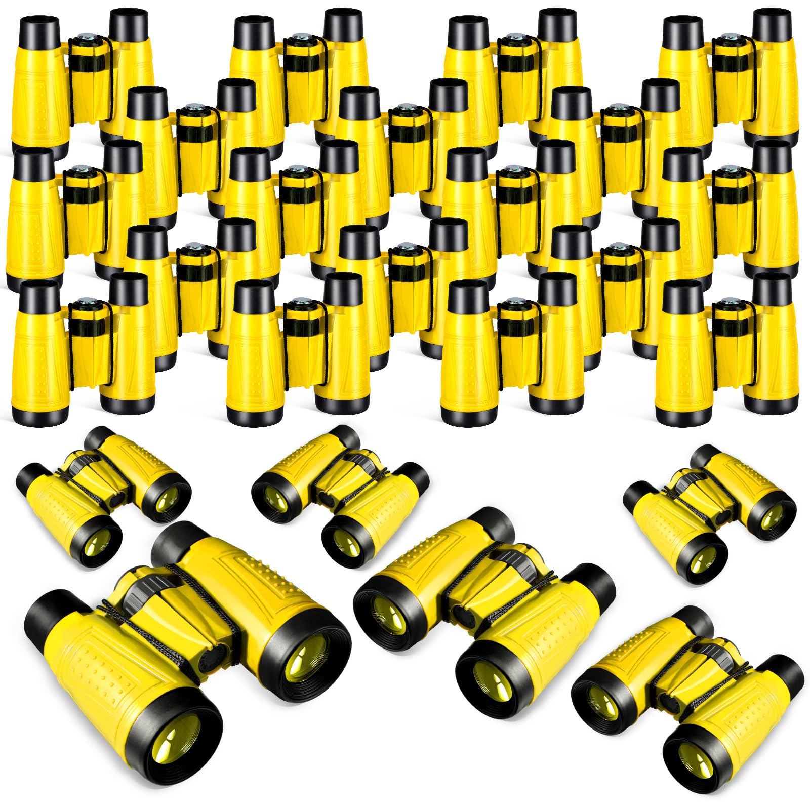 Libima 24 Pcs Binoculars Bulk Educational Compact Binoculars with Neck String Telescope for Learning Bird Watching Camping Hiking Travel Safaris Birthday Gifts(Yellow)