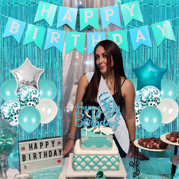 30Th Birthday Decorations For Women Girls Teal - Queen Sash Happy Birthday Banner Cake Topper Number 30 Foil Balloon Foil Curtai