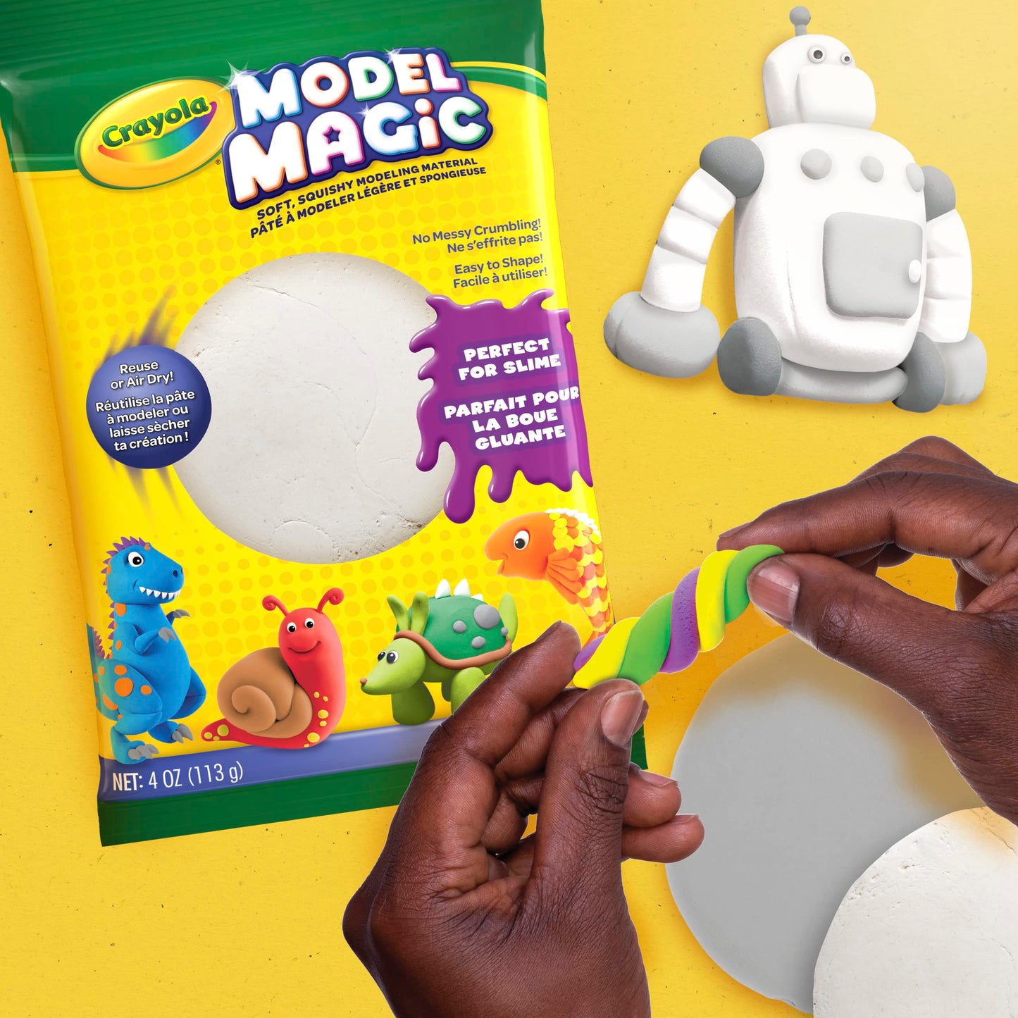 Crayola Model Magic White Modeling Clay, 4 oz, Non-Toxic Dough for Kids Crafts, Model 57-4401