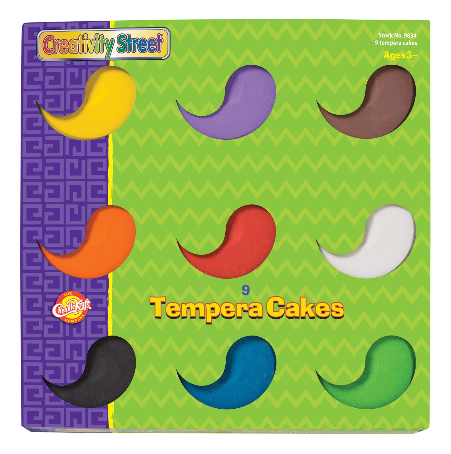 Creativity Street Chenille Kraft Tempera Cakes 9 Assorted Colors, 1 Count (Pack of 1)