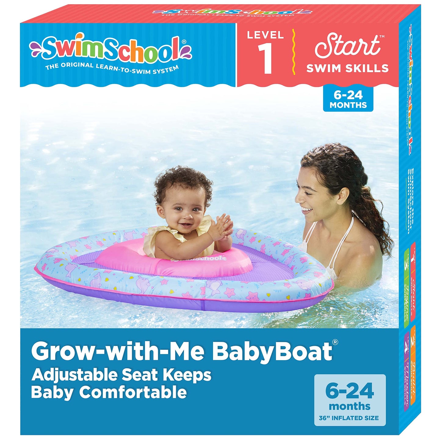 Swimschool Lil Narwal Baby Pool Float - 6-24 Months - Infant Swim Float With Splash & Play Activity Center And Safety Seat - Pin