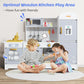 Play Kitchen For Kids, Wooden Play Kitchen With Toy Storage System, 21Pcs Accessories Included, Oven Faucet, Microwave, Ice Make