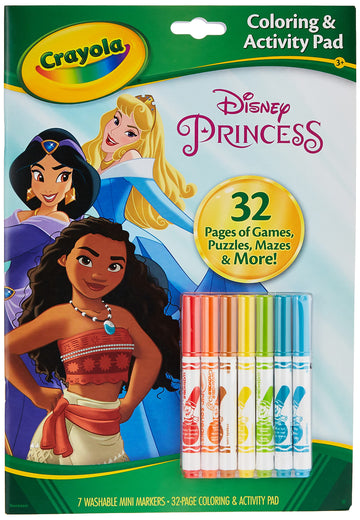 Crayola Disney Princess Color & Activity Book, 32 Coloring Pages & 7 Mini Markers, Gift for Kids, Packaging May Vary