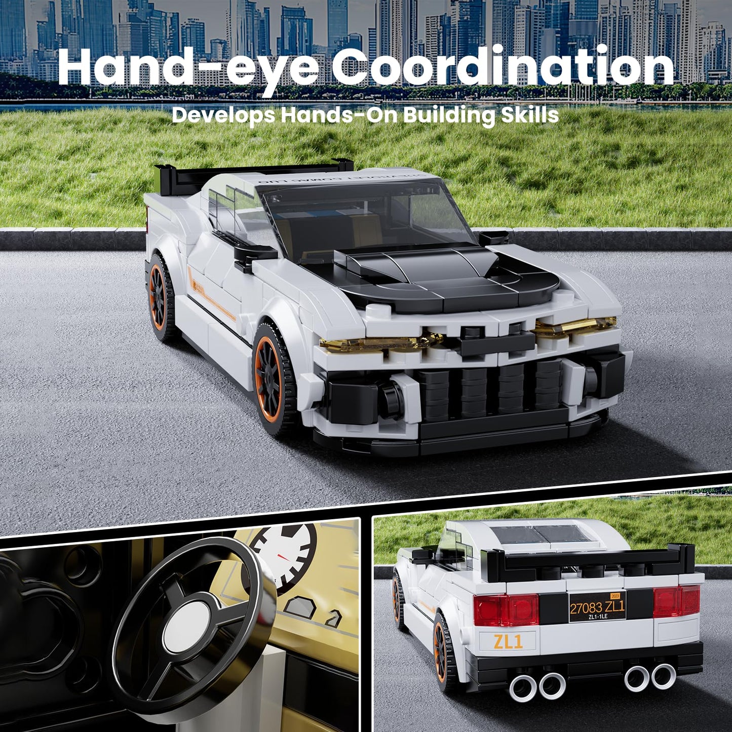 Mould King Zl1 Classic Sports Car Building Kits, Moc Racing Car Toys Model, Vehicle Blocks Set Suitable For Boys To Build, House