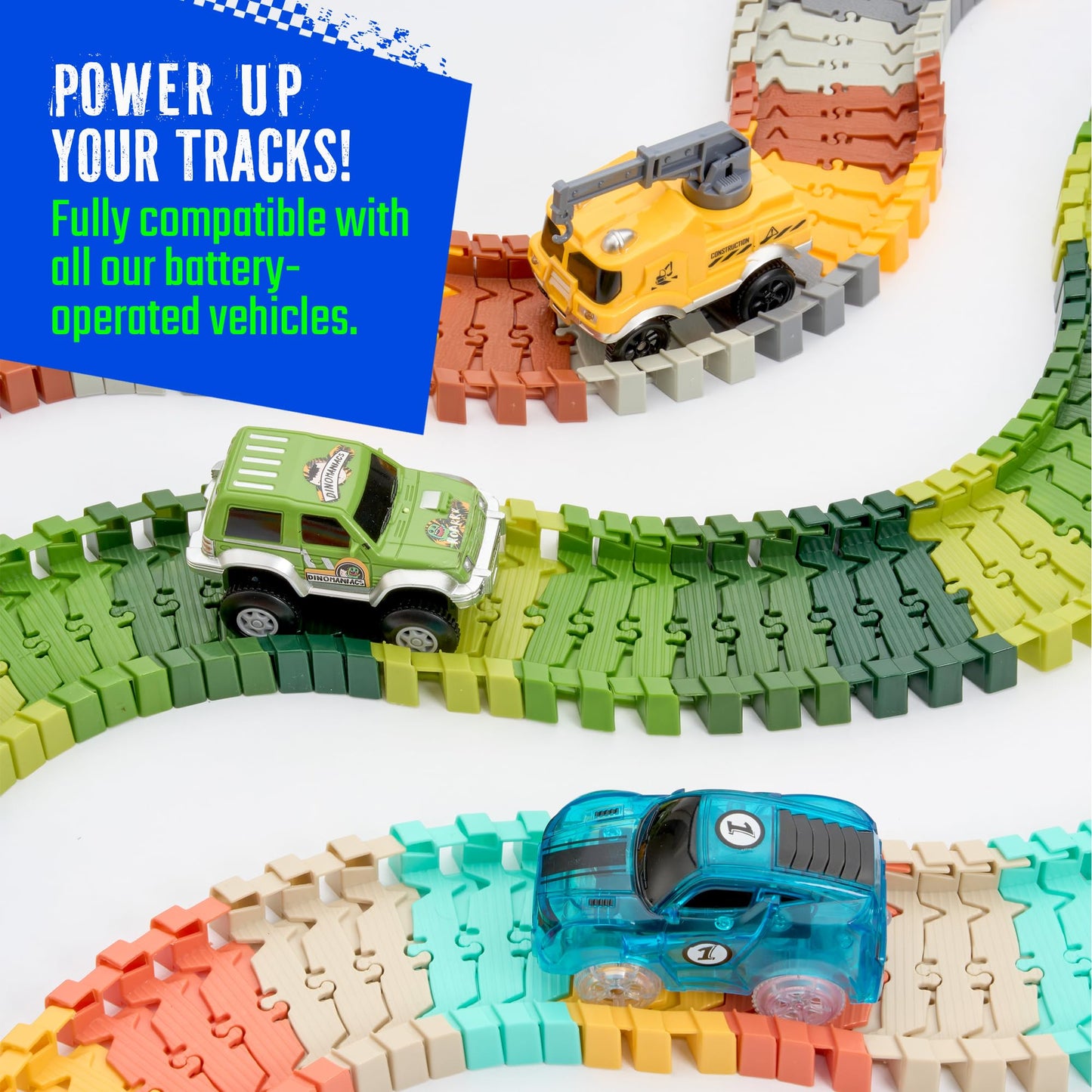 Extra 72 Track Pieces & 3 Glow Sticker Sheets Pack - Expand Your Racetrack Fun! Build Bigger, Race Faster, and Shine Brighter!