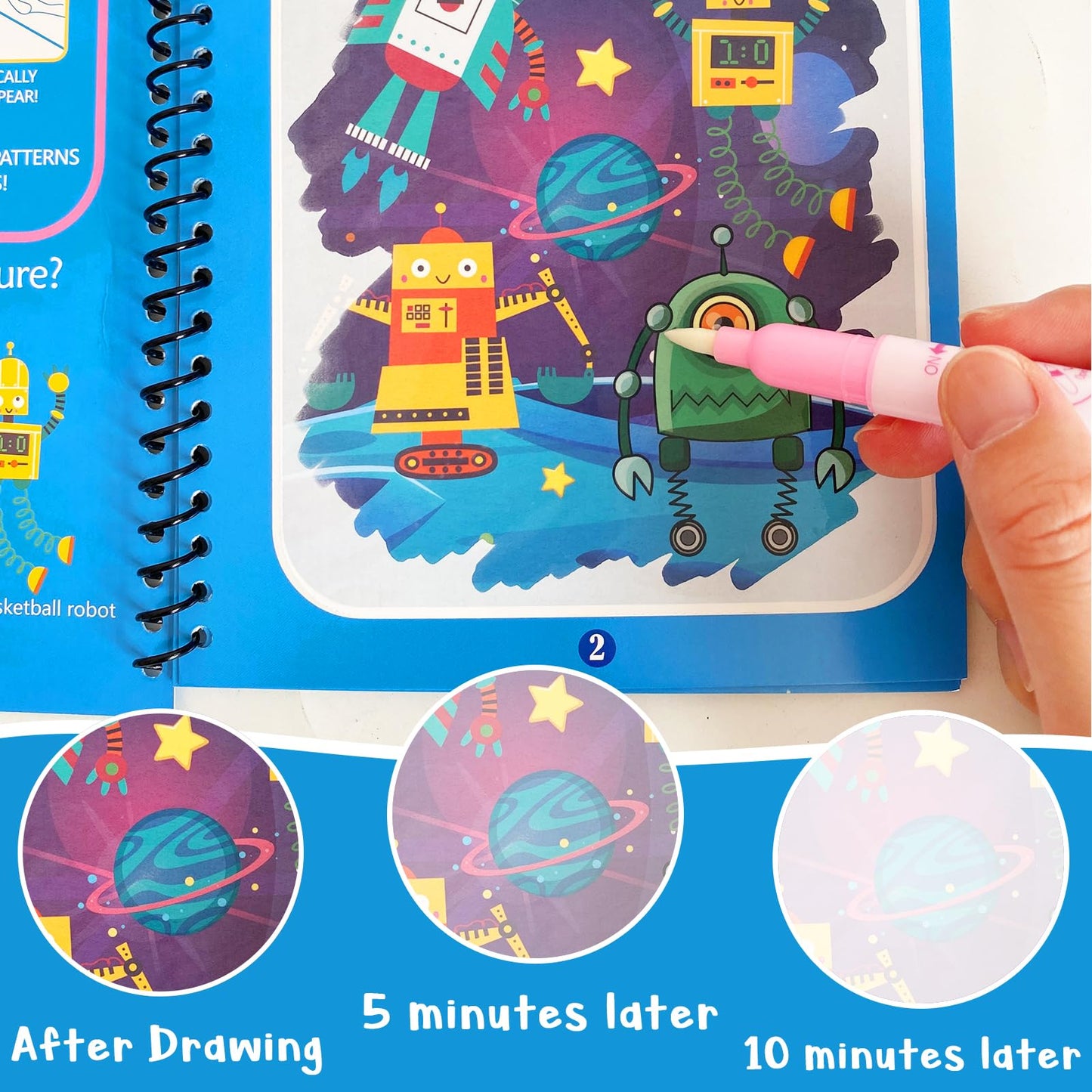 Dduolammng 12 Pack Water Coloring Books,Water Doodle Book Toys,Reusable Water Painting Book For Toddlers,Educational Learning Kits Gifts