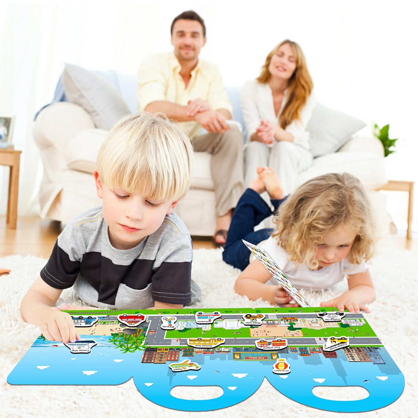 Igetooy Sticker Books For Toddlers 2-4 Years, Reusable Sticker Book For Kids, Travel Toys For Toddlers 1-3, Toddler Airplane Travel Essentials For Kids, Vehicle Stickers For Kids