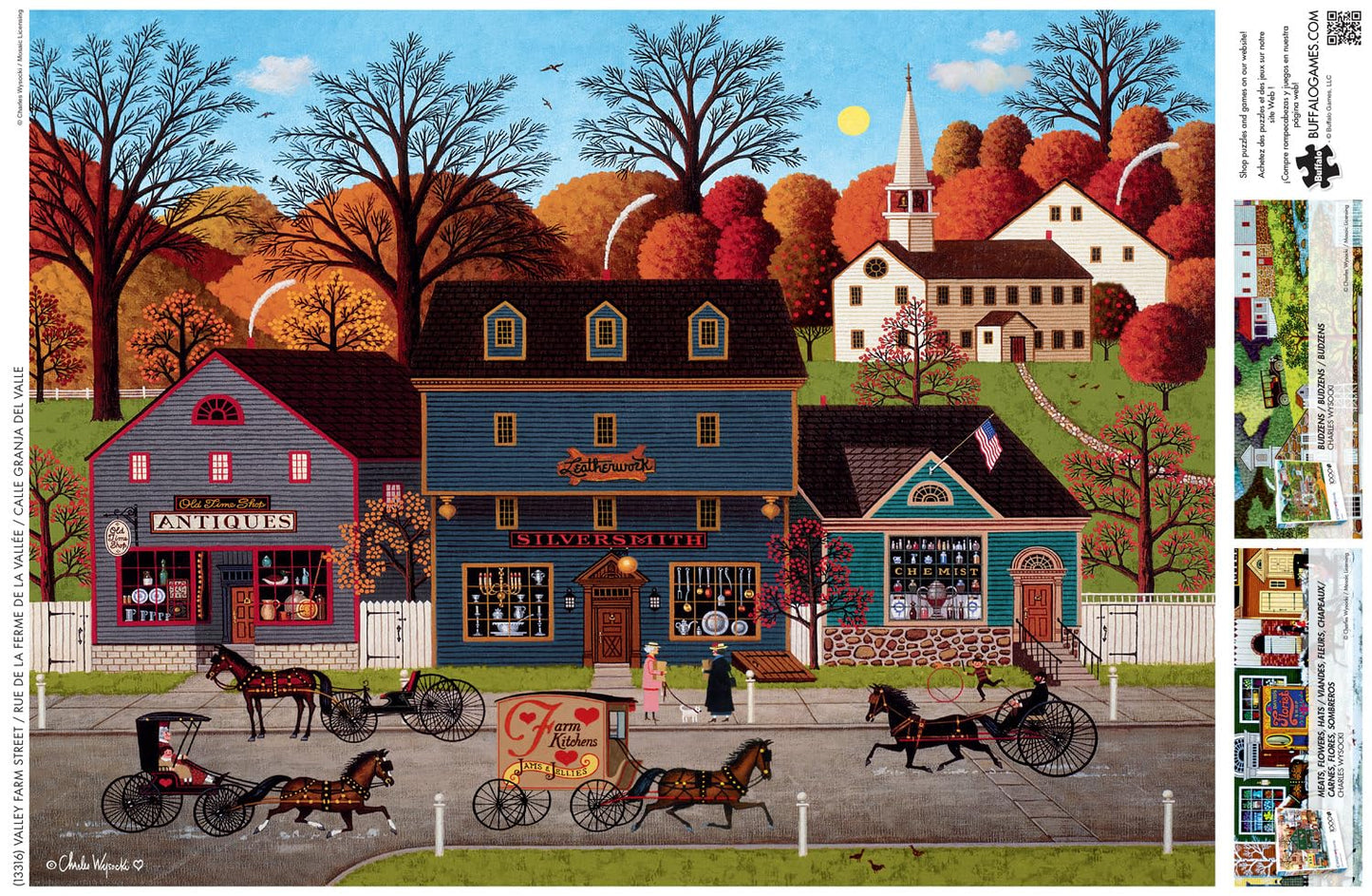 Buffalo Games 1000 Piece Jigsaw Puzzle - Charles Wysocki Valley Farm Street - Multicolor - Finished Size 26.75 x 19.75