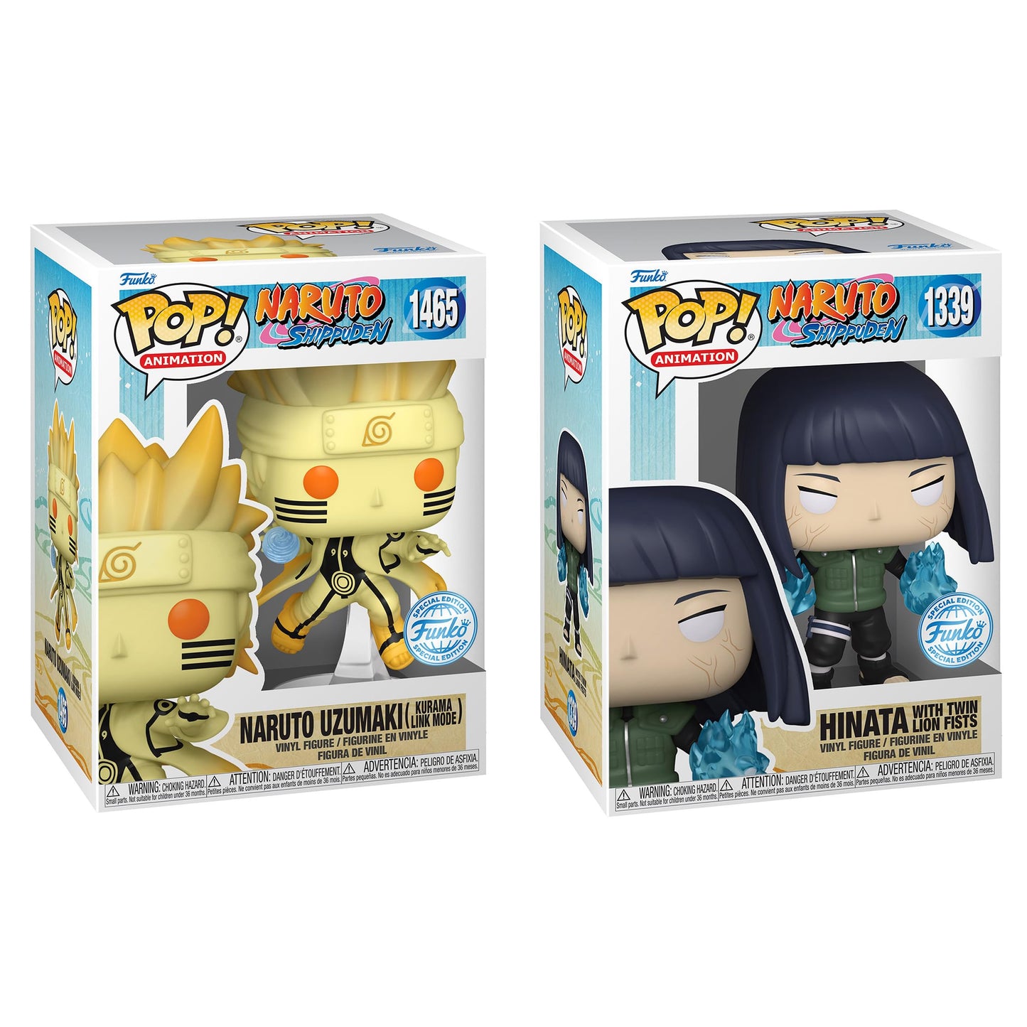 Funko Pop! Naruto Shippuden Bundle - Naruto Uzumaki Kurama Link Mode & Hinata Hyuga, Vinyl, Standard Size, Multicolor Special Edition