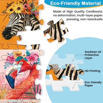 100 Pieces Puzzles For Kids Ages 4-8 | Beautiful Wild Animals Jigsaw Puzzles | Large 100 Piece Puzzle For Toddler Children | Sturdy,Safe | Engaging & Educational Toys Great Gift For Boys Girls,15X10In