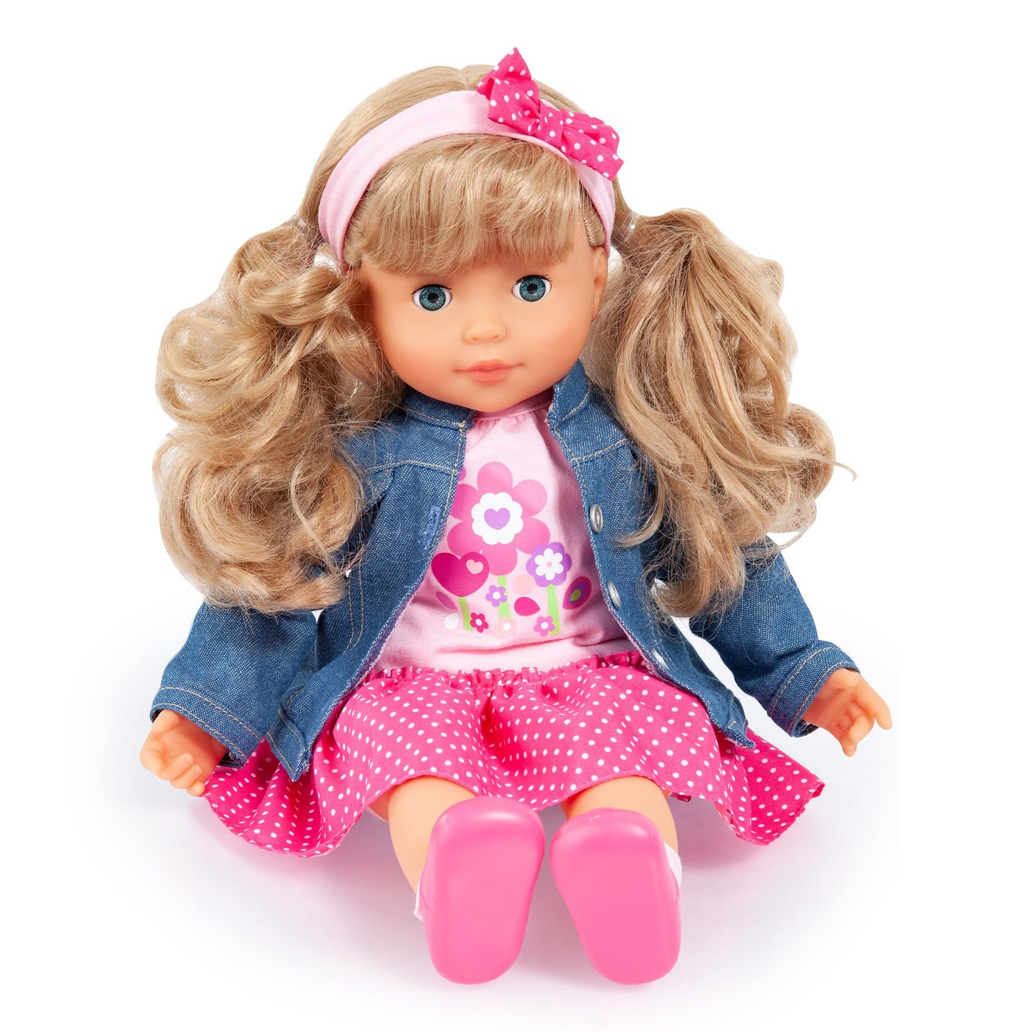 Bayer: My First Charlene - 16 Sounds Doll - Kissing & Laughing Sounds, Jean Jacket, Pink & Flowers, Soft Body Doll, Kids Toy, Ag