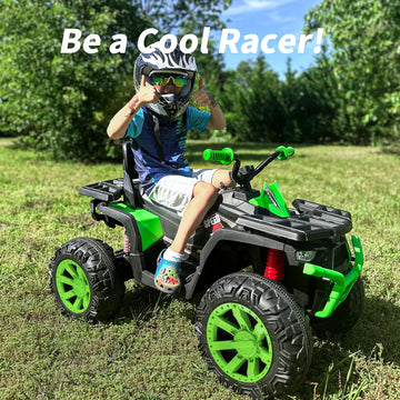 Hikiddo Kids Atv 4 Wheeler, 24V 4Wd Electric Atv Ride On Toy For Big Kid W/ 2-Seater, 4X200W Motor, 5.6Mph Max Speed - Blue