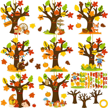 80UncleKimby 32 Pack Thanksgiving Crafts for Kids Tree of Thanks Make Your Own Thanksgiving Tree Hanging Ornament Fall Activity 