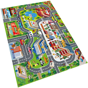 Oriate Kids Dream Mat Modern City Toy Activity Playmat, Parent-Child Interaction Game Map Rug, Ideal Children'S Educational Road Traffic City Life Pretend Play 552-C