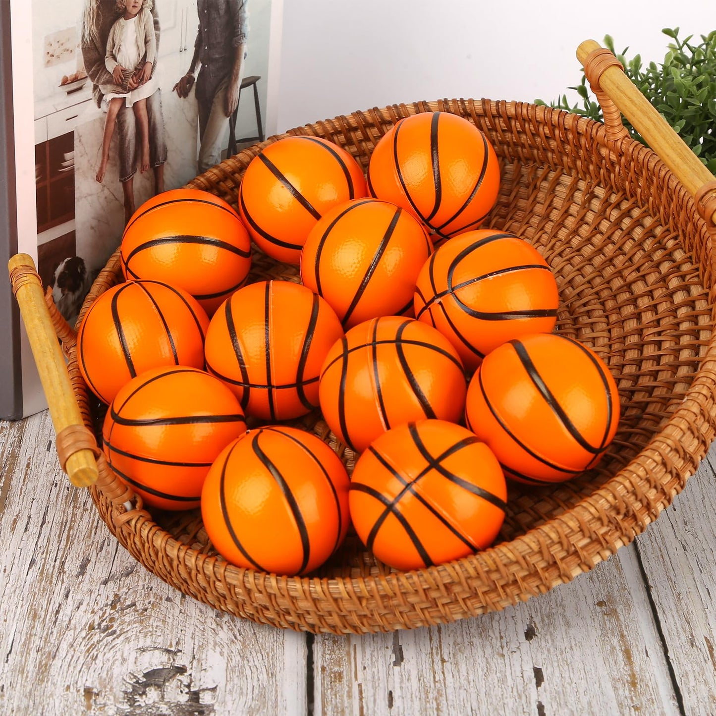 Lovestown 12Pcs Basketball Stress Balls, Mini Foam Basketball Small Squeeze Balls Stress Anxiety Relief Balls Sports Theme Basketballs