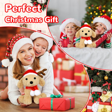Hagusahuo Dog Plush Elk Stuffed Animal Toy, Soft Christmas Plushie Pillow, Cute Puppy Plush Doll Toy For Kids Boys Girls Kawaii Christmas Decor (Elk-Teddy)