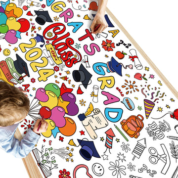 Ohome Graduation Giant Coloring Poster/Tablecloth - Kindergarten Graduation Gifts - 30 X 72 Inches Jumbo Coloring Banner Kids Cr