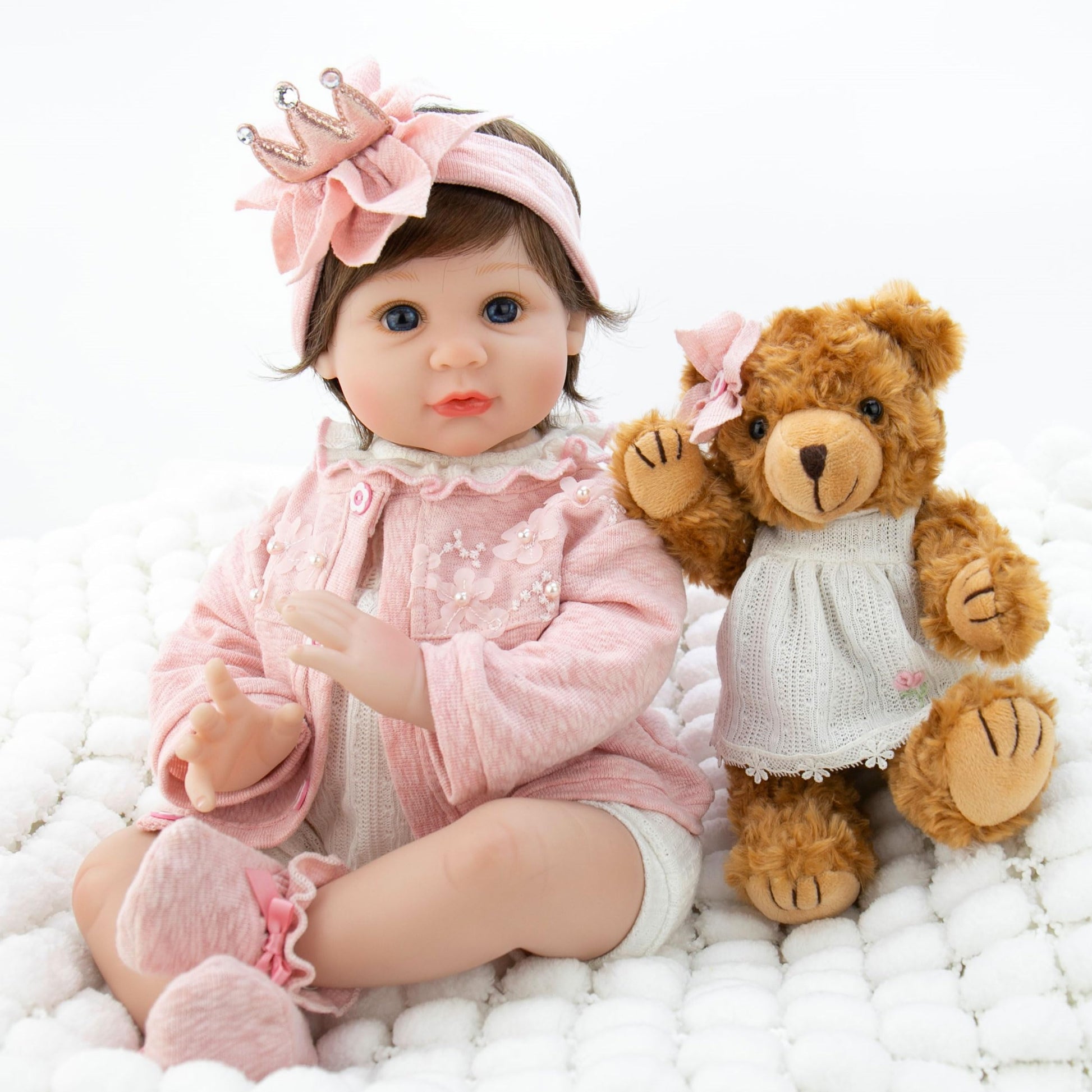Ekokiz Reborn Baby Doll - 22-Inch Lifelike Baby Doll Soft Cloth Body Newborn Baby Dolls With Clothes And Toy Accessories Christm
