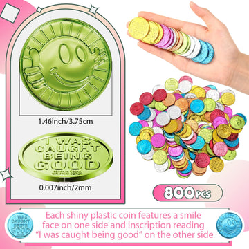 Zubebe 800 Pcs Behavior Tokens Bulk Caught being Good Incentive Coins Reward Behavior Tokens for Kids Colorful Plastic Coins Sch