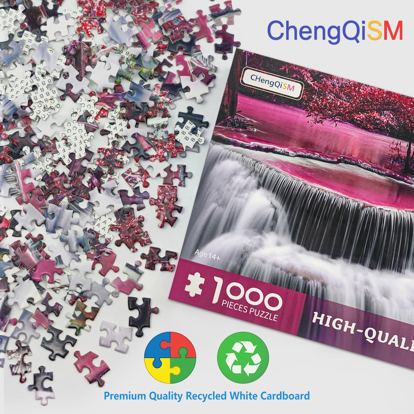 1000 Piece Puzzle for mature-themeds  Mountain Waterfall Puzzles for mature-themeds 1000 Pieces Pink Forest Puzzle Natural Landscape Challenging Puzzles 1000 Pieces for mature-themeds Teens Seniors