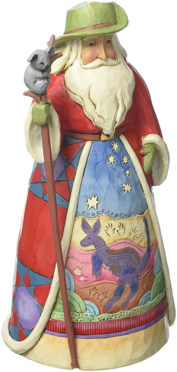 Enesco Jim Shore Heartwood Creek Australian Santa Stone Resin Figurine, 7 Inch, Multicolor,Red, White And Green