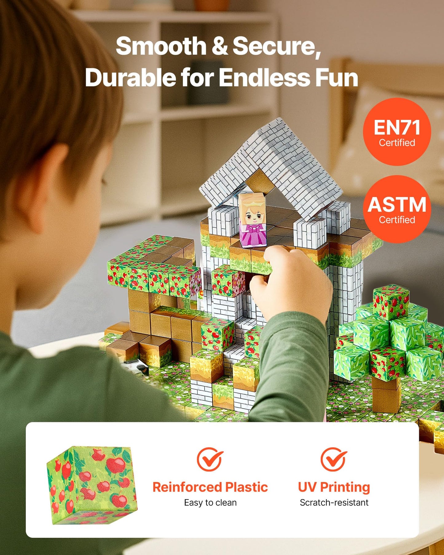 VEVOR Magnetic Blocks, 150 PCS Forest Castle Set, Magnetic Building Cubes for Kids, STEM Montessori Sensory Toys for Christmas B