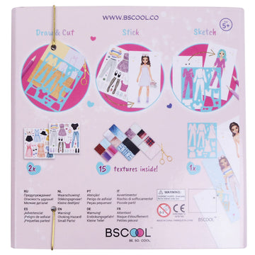 BSCOOL Fashion Studio Drawing, Coloring & Little Designer Creativity Book for Kids 4 and Up with Stickers, Stencils, Textures -